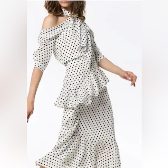 EUC SZ 4 Stunning Silk Erdem Polka Dot Tie Blouse - Picture 3 of 8